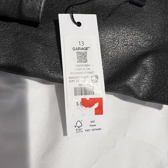 NWT Garage Women's Pantalon Straight Faux Leather Pants size 13 Washed black - Picture 5 of 11